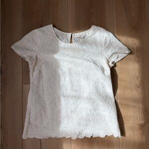 LOFT White Eyelet Top